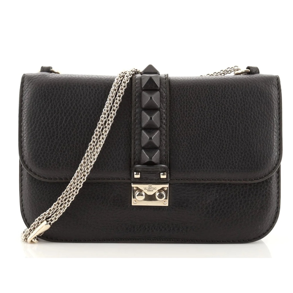 Valentino Rock Stud Leather Glam Lock Shoulder Bag